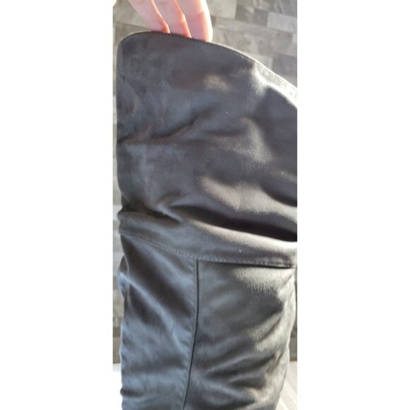 Womens Thigh High Boots Gray Size 7.5 Strech Suede Over Knee Pull On - Picture 8 of 16